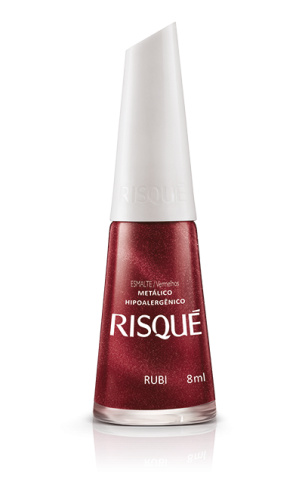 Esmalte Risqué Rubi Metálico 8ml brilho intenso longa duração