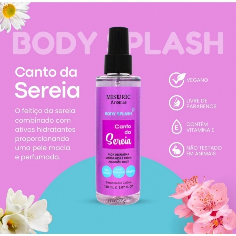 Misuric Body Splash Canto da Sereia 150ml fragrância refrescante feminina fixação prolongada