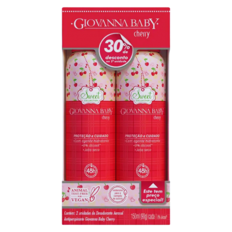 Kit Giovanna Baby Cherry Desodorante Aerossol 150ml hidratante protetor