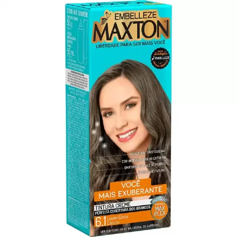 Maxton Tintura Creme 6.1 Louro Cinza Escuro 125g cobertura intensa proteção capilar