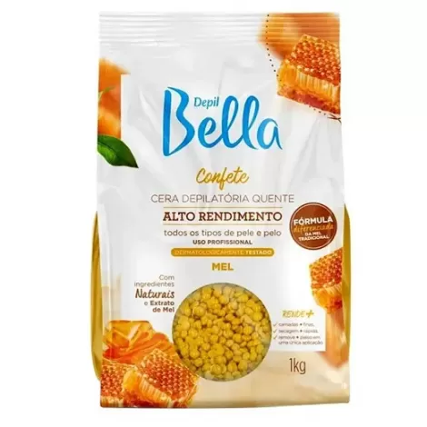 Cera Depilatória Confete Quente Mel Depil Bella 1kg hidratante nutritiva
