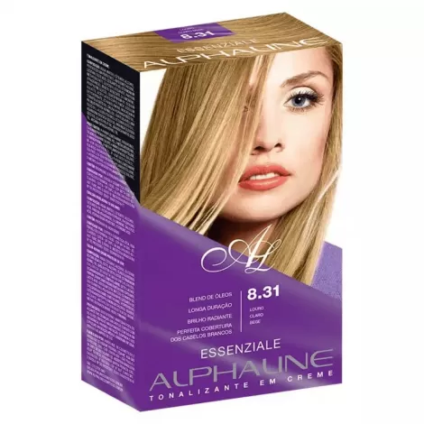 Tonalizante em Creme Essenziale Alpha Line 8.31 Louro Claro Bege 40ml hidratante antioxidante