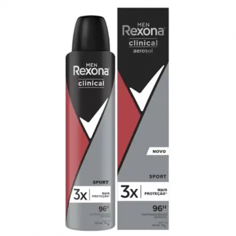 Desodorante Rexona Men Clinical Sport 96h Antitranspirante Aerosol 150ml refrescante termoativo