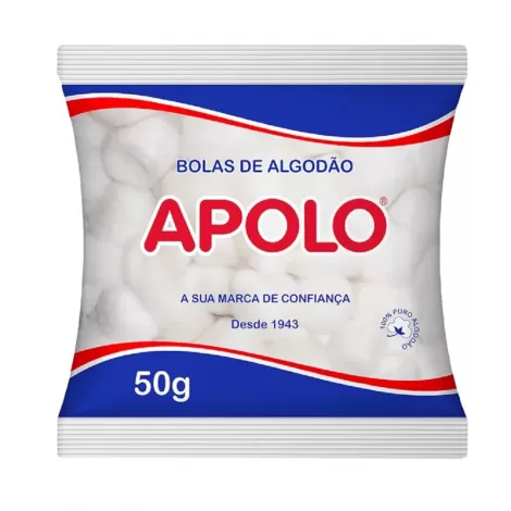 Algodão em Bolas Apolo 50g macio absorvente