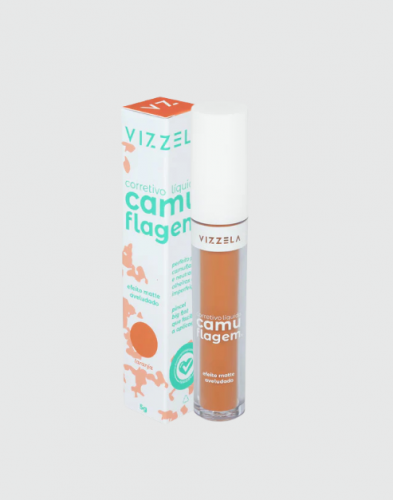 Vizzela Corretivo Líquido Camuflagem Laranja 5g cobertura intensa textura leve