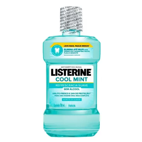 Listerine Antisséptico Bucal Zero 500ml Sem Álcool refrescante protetor