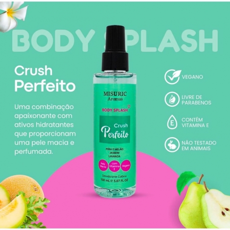 Misuric Body Splash Crush Perfeito 150ml fragrância refrescante feminina fixação prolongada