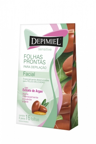 Depimiel Folhas Prontas Depilação Facial Sensitive 16un suave delicada