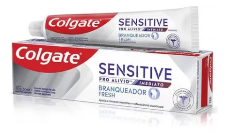 Colgate Sensitive Pró Alívio Imediato Branqueador 90g creme dental sensibilidade clareador anticáries