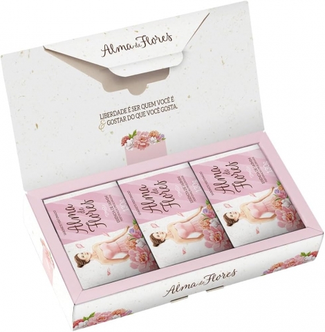 Kit Sabonete Alma de Flores Jasmim Clássico 3 unidades 130g hidratante perfumado