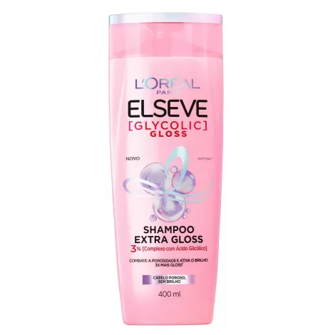 Elseve Shampoo Glycolic Gloss 400ml hidratante iluminador