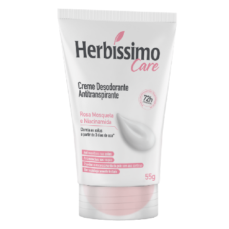 Creme Desodorante Antitranspirante Herbíssimo Rosa Mosqueta 55g hidratante regenerador