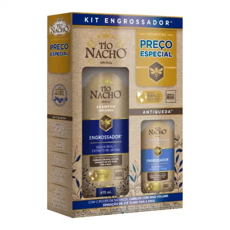 Kit Tío Nacho Antiqueda Engrossador Shampoo 415ml Condicionador 200ml fortalecedor volumizador