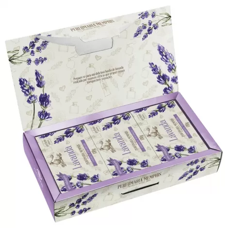 Estojo Memphis 3 Sabonetes Lavanda 130g hidratante perfumado