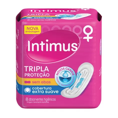 Intimus Absorvente Tripla Proteção Suave Sem Abas 8 unidades controle de odor cobertura suave