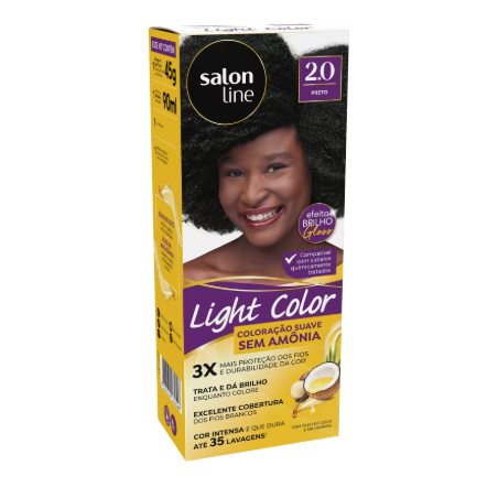 Salon Line Light Color 2.0 Preto 50g sem amônia hidratante nutritivo
