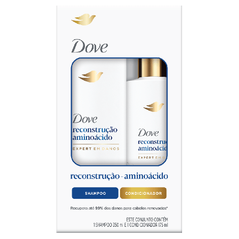Kit Dove Reconstrução Aminoácido Shampoo 350ml Condicionador 175ml fortalecedor reparador