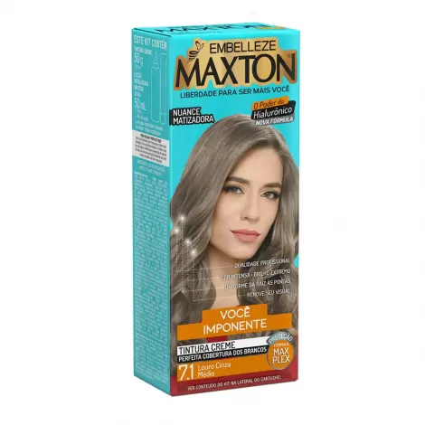 Maxton Tintura Creme 7.1 Louro Cinza Médio 125g cobertura total brilho intenso
