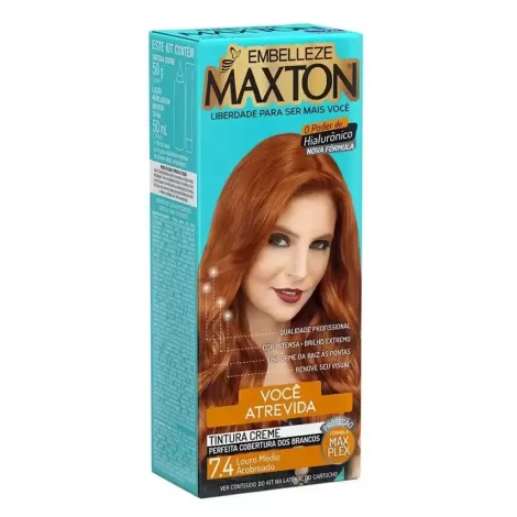 Maxton Tintura Creme 7.4 Louro Médio Acobreado 125g cobertura total brilho intenso