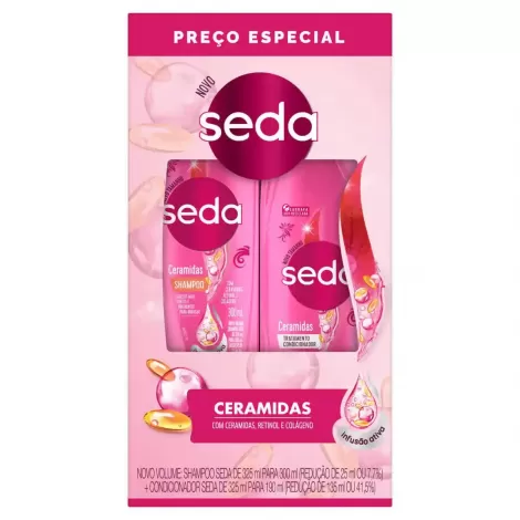 Kit Seda Shampoo 300ml Condicionador 190ml Ceramidas fortalecedor iluminador