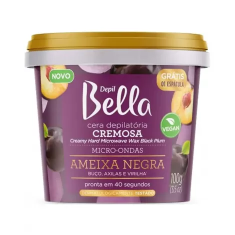 Depil Bella Cera Cremosa Micro-Ondas Ameixa Negra 100g hidratante prática