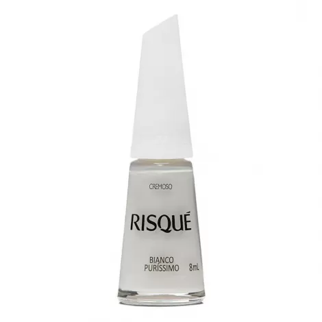 Risqué Esmalte Bianco Puríssimo Cremoso 8ml cobertura uniforme hipoalergênico