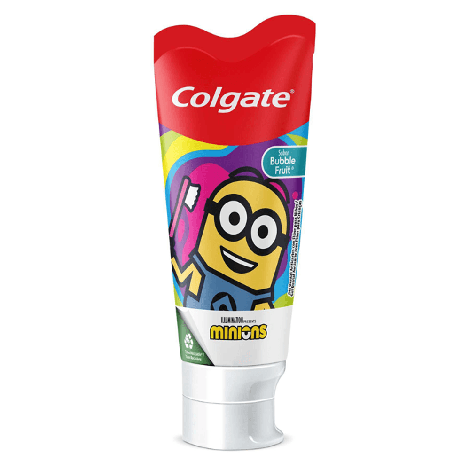 Pasta de Dente Infantil Colgate Minions Bubble Fruit 100g anticaries divertida