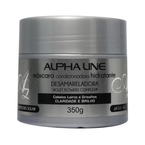 Máscara Hidratante Desamareladora Alpha Line 350g brilho imediato ação neutralizadora