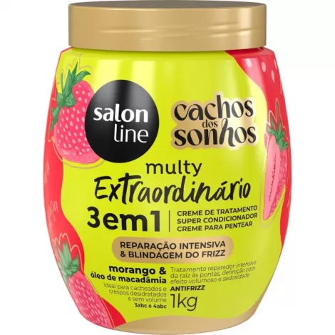 Salon Line Creme Cachos dos Sonhos 3 em 1 morango 1kg hidratante reparador