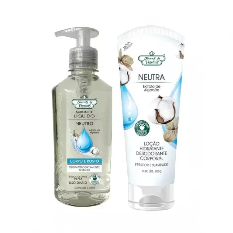 Flores & Vegetais Kit Sabonete Líquido 310ml Hidratante Neutro 200g sem fragrância sensível